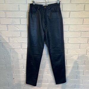 Vintage 80s 90s Bagatelle Black 100% Leather Pants Womens 6